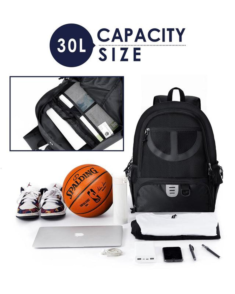 Basketball Bag Backpack for Men Women with Ball & Shoes Compartment 30L Capacity Lightweight Breathable Boys Girls Soccer Ball Bag Backpack Fit Volleyball Football Sports Travel School Gym