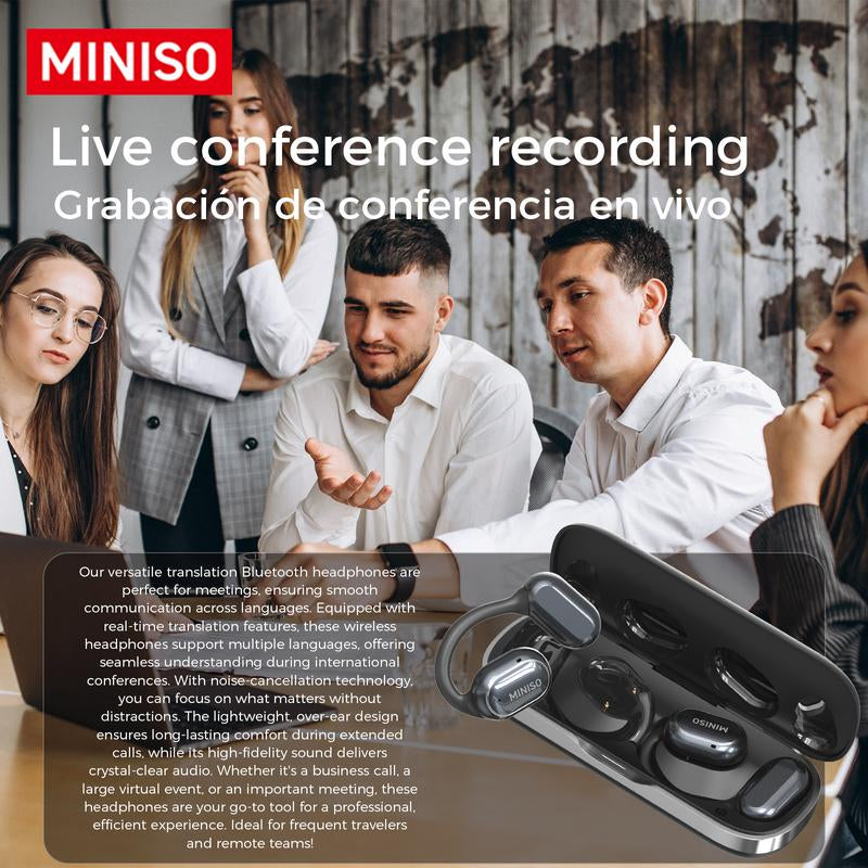 MINISO MS165 Open Wireless Translation Bluetooth Headset for Lifetime Free for Listening to Music and Calling, Real-Time Bluetooth