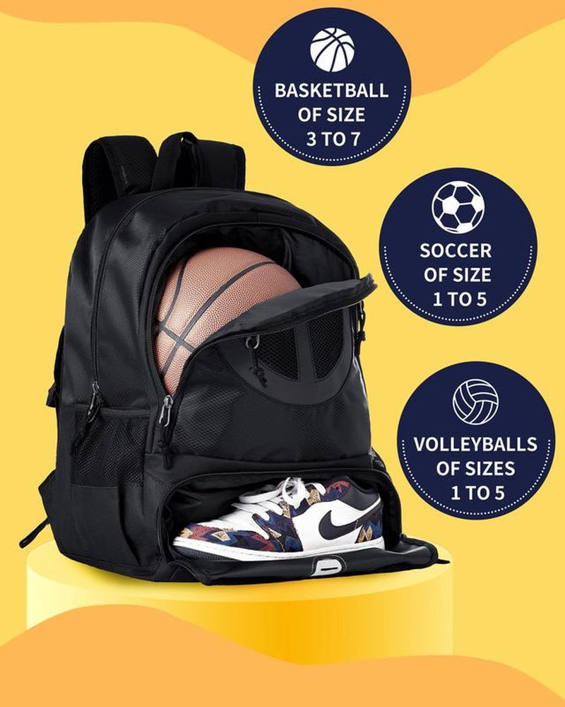 Basketball Bag Backpack for Men Women with Ball & Shoes Compartment 30L Capacity Lightweight Breathable Boys Girls Soccer Ball Bag Backpack Fit Volleyball Football Sports Travel School Gym